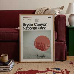 Bryce Canyon National Park Mid-Century Travel Poster, Abstract Minimalist Art Print, Utah Poster - thumbnail 2