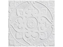 Handmade Ceramic Mandala Wall Hanging, Textured White Tile, - 30cm/11.8 - thumbnail 1