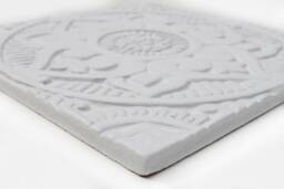 Handmade Ceramic Mandala Wall Hanging, Textured White Tile, - 30cm/11.8 - thumbnail 2