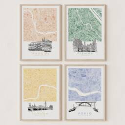 Prague Watercolor Map & Architectural Sketch Print Czech Republic City Block Plan - Art Print Wedding Graduation Travel Gift - thumbnail 4