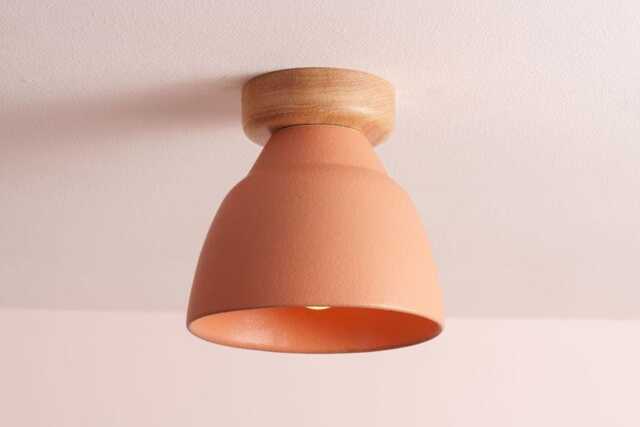 Terracotta Small Element Flush Mount Ceiling Light in Ceramic & Oak - image 1