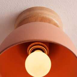 Terracotta Small Element Flush Mount Ceiling Light in Ceramic & Oak - thumbnail 2