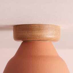 Terracotta Small Element Flush Mount Ceiling Light in Ceramic & Oak - thumbnail 3