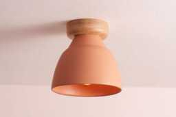 Terracotta Small Element Flush Mount Ceiling Light in Ceramic & Oak - thumbnail 1