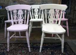 Antique Finish Distressed Mismatched Vintage Dining Chairs in Annie Sloan Chalk Paint - Painted To Order - thumbnail 1