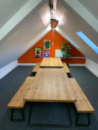 Rustic Industrial Handmade Dining Table With 2 Benches Set - thumbnail 1