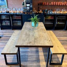 Rustic Industrial Handmade Dining Table With 2 Benches Set - thumbnail 2