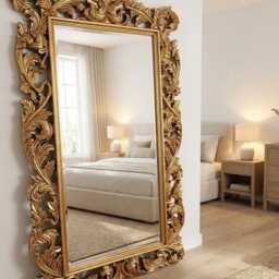 Huge Antique Gold Free Standing Mirror French Gabriella 107cm X 197cm Leaner Ornate - thumbnail 3