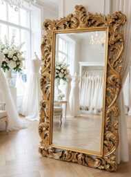 Huge Antique Gold Free Standing Mirror French Gabriella 107cm X 197cm Leaner Ornate - thumbnail 1
