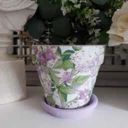 Cordless Touch Lamp. Beautiful Purple Wisteria & Floral Design Decoupaged Usb Rechargeable Table Lamp.cordless Four Stand Colours - thumbnail 4