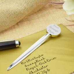 Encapsulated Black Salt 8Th Anniversary Letter Opener With Personalised Engraved Message On Back - thumbnail 2