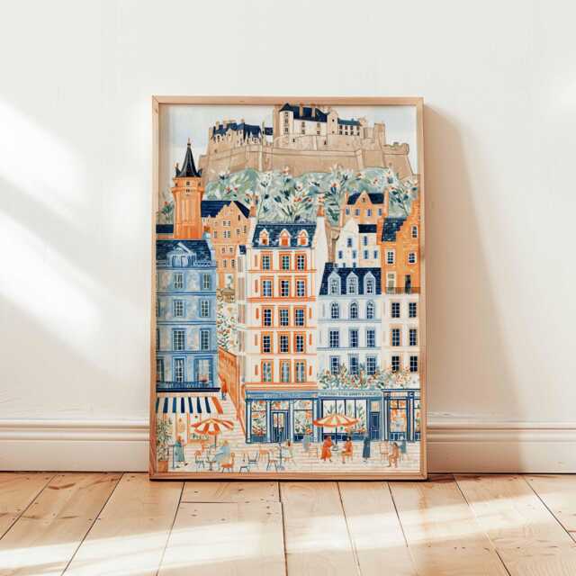 Edinburgh Poster, Scotland Print, Wall Art, Cityscape Travel Decor, UK Art Historic City Poster - image 1