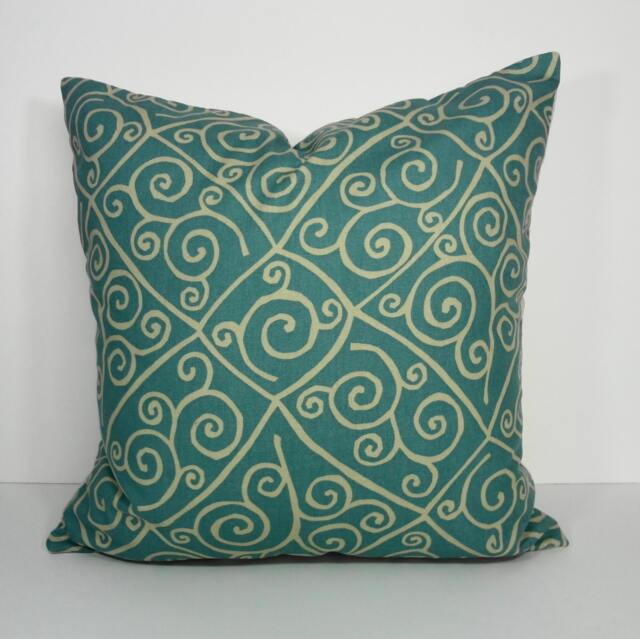 Aqua Blue Pillow Cover Swirl Pattern Decorative Cushion - 20 X 20 - image 1