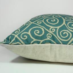 Aqua Blue Pillow Cover Swirl Pattern Decorative Cushion - 20 X 20 - thumbnail 2