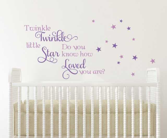 Quote Twinkle Little Star Decal Decals For Walls Little Girl Nursery Room Wall Stickers Bedrooms Kids Art -Girls Di 002 - image 1