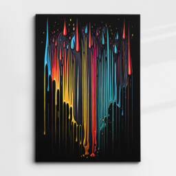 Colourful Dripping Paint Splatter Abstract Oil Painting Style Wall Art, Framed Canvas Poster Print, Home Kitchen Office Room Decor, Gifts - thumbnail 3