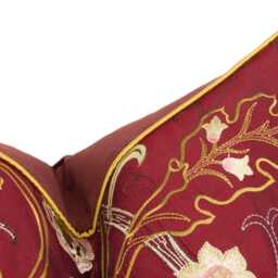 William Morris - Mary Isobel Embroideries Wine/Rose Contrast Piped Cushion Cover Throw Pillow Designer Home Decor - thumbnail 3