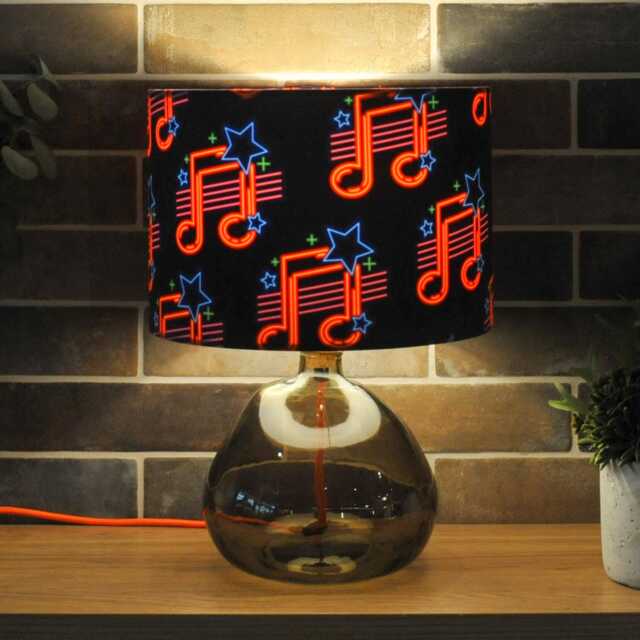 Neon Music Notes Musician Print Lampshade Drum Lamp Shade 25cm 30cm 35cm 40cm 45cm Handmade Velvet Home Decor Retro - image 1