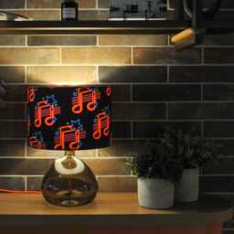 Neon Music Notes Musician Print Lampshade Drum Lamp Shade 25cm 30cm 35cm 40cm 45cm Handmade Velvet Home Decor Retro - thumbnail 2