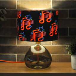 Neon Music Notes Musician Print Lampshade Drum Lamp Shade 25cm 30cm 35cm 40cm 45cm Handmade Velvet Home Decor Retro - thumbnail 1