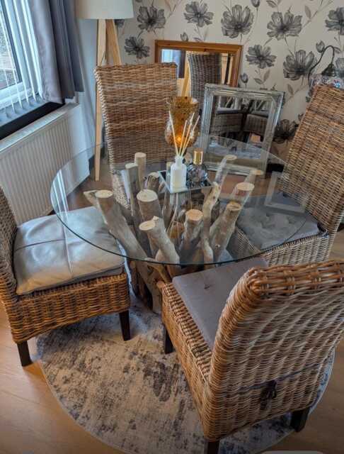 Handmade Driftwood Dining Table With Glass Top, Scottish Coastal Furniture, 100 cm Glass Top Included. Sits 4 People . Harris Table - image 1