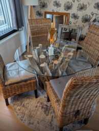 Handmade Driftwood Dining Table With Glass Top, Scottish Coastal Furniture, 100 cm Glass Top Included. Sits 4 People . Harris Table - thumbnail 1