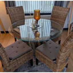 Handmade Driftwood Dining Table With Glass Top, Scottish Coastal Furniture, 100 cm Glass Top Included. Sits 4 People . Harris Table - thumbnail 2