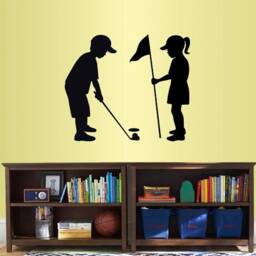 In-Style Decals Wall Vinyl Decal Home Decor Art Sticker Cute Boy Girl Playing Golf Sports Golfer Player Kids Nursery Room Design 2312 - thumbnail 1