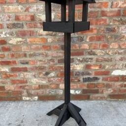 Wooden Bird Table Slate Roof Feeding Station Feeder Wild Garden Black Birds - thumbnail 2