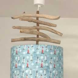 Driftwood Lighthouse Pendant Light - Seaside Chandelier Coastal Decor Lighting Handmade Beach House - thumbnail 3