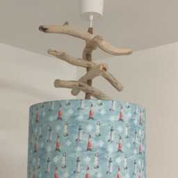 Driftwood Lighthouse Pendant Light - Seaside Chandelier Coastal Decor Lighting Handmade Beach House - thumbnail 2
