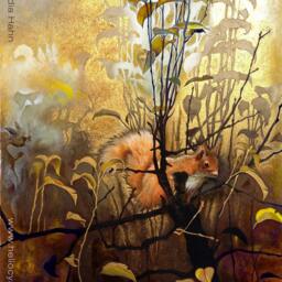The Red Squirrel - Golden Edition Fine Art Print Gold Leaf Metallic - thumbnail 3