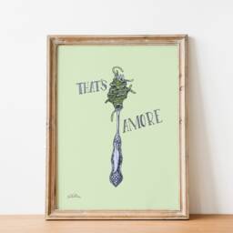 Italian Food Wall Art, Pasta Print For Kitchen, Dining Room Spagehtti Poster, Gift Foodies, That's Amore Art - thumbnail 1