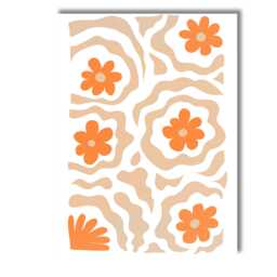 Abstract Orange Floral Cut Paper Collage Pattern Canvas Wall Art Print Decor Picture Ready To Hang - thumbnail 1