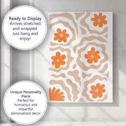 Abstract Orange Floral Cut Paper Collage Pattern Canvas Wall Art Print Decor Picture Ready To Hang - thumbnail 3