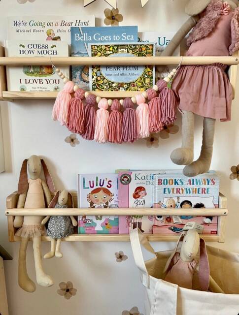 Tassel Garland - Custom Nursery Decor Bunting Wall Hanging Boho Yarn Pink Shelf - image 1