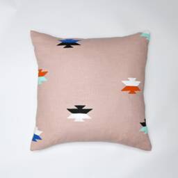 Light Pink Southwestern Print Pillow Cover/Teal Black White Orange Decorative Throw Cushion Mexican Inspired Block Printed Geometric - thumbnail 4