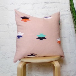 Light Pink Southwestern Print Pillow Cover/Teal Black White Orange Decorative Throw Cushion Mexican Inspired Block Printed Geometric - thumbnail 2