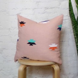 Light Pink Southwestern Print Pillow Cover/Teal Black White Orange Decorative Throw Cushion Mexican Inspired Block Printed Geometric - thumbnail 3