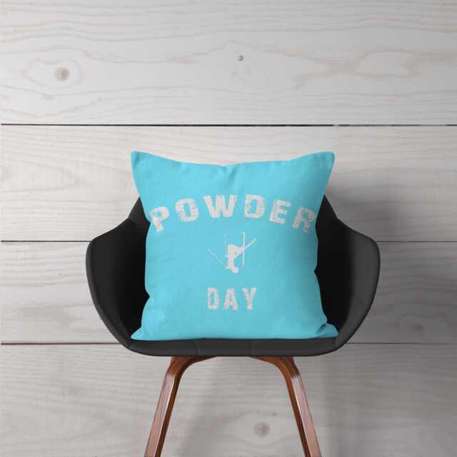 Ski Pillow Or Cover, Powder Day, Home Decor, Light Blue, Decor, Throw Cover, Winter Interior Design, Skiing Gift, Free - image 1