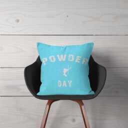 Ski Pillow Or Cover, Powder Day, Home Decor, Light Blue, Decor, Throw Cover, Winter Interior Design, Skiing Gift, Free - thumbnail 1