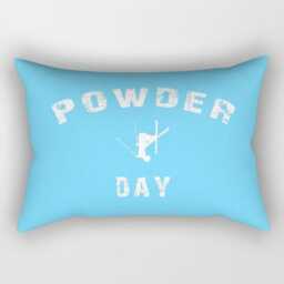 Ski Pillow Or Cover, Powder Day, Home Decor, Light Blue, Decor, Throw Cover, Winter Interior Design, Skiing Gift, Free - thumbnail 3