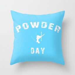 Ski Pillow Or Cover, Powder Day, Home Decor, Light Blue, Decor, Throw Cover, Winter Interior Design, Skiing Gift, Free - thumbnail 2