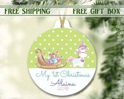 My First Unicorn Ornament - Christmas With Name Personalized Decoration - thumbnail 1