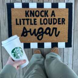 Knock A Little Louder Sugar Doormat, Hand-Painted Trendy Decor, Valentine Gift Idea - thumbnail 2