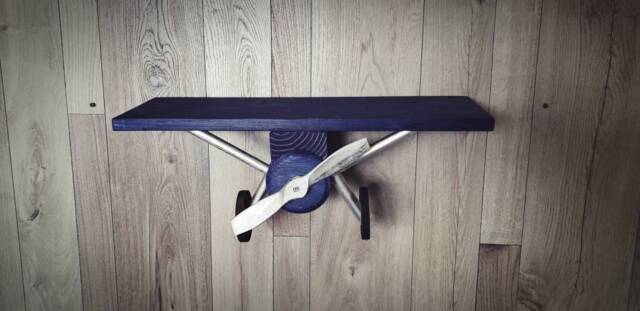 Medium Navy Blue Stain Airplane Shelf, Decor, Nursery, Party Pilot Gift, Bedroom Decor - image 1
