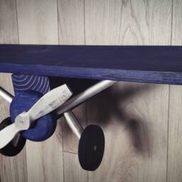 Medium Navy Blue Stain Airplane Shelf, Decor, Nursery, Party Pilot Gift, Bedroom Decor - thumbnail 2