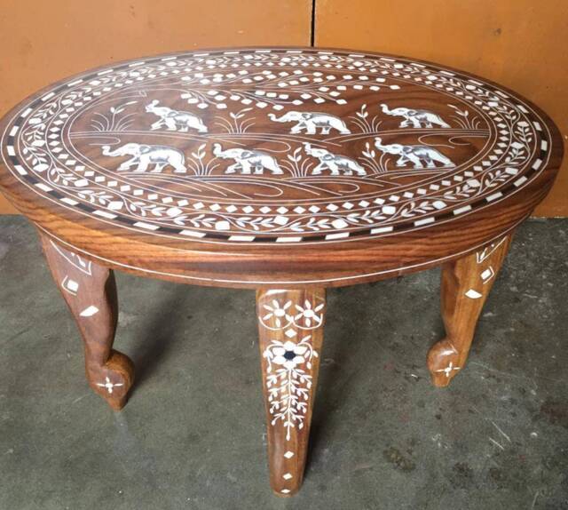 Handcrafted Inlay Coffee Table - Solid Wood Accent - image 1