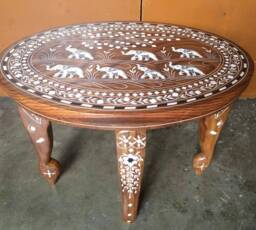 Handcrafted Inlay Coffee Table - Solid Wood Accent - thumbnail 1