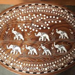 Handcrafted Inlay Coffee Table - Solid Wood Accent - thumbnail 4